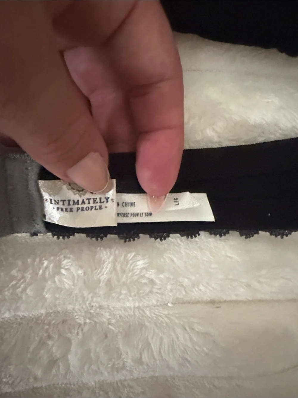 Free People- Halter Lace-Trim Bralette in Black with Gray Accents